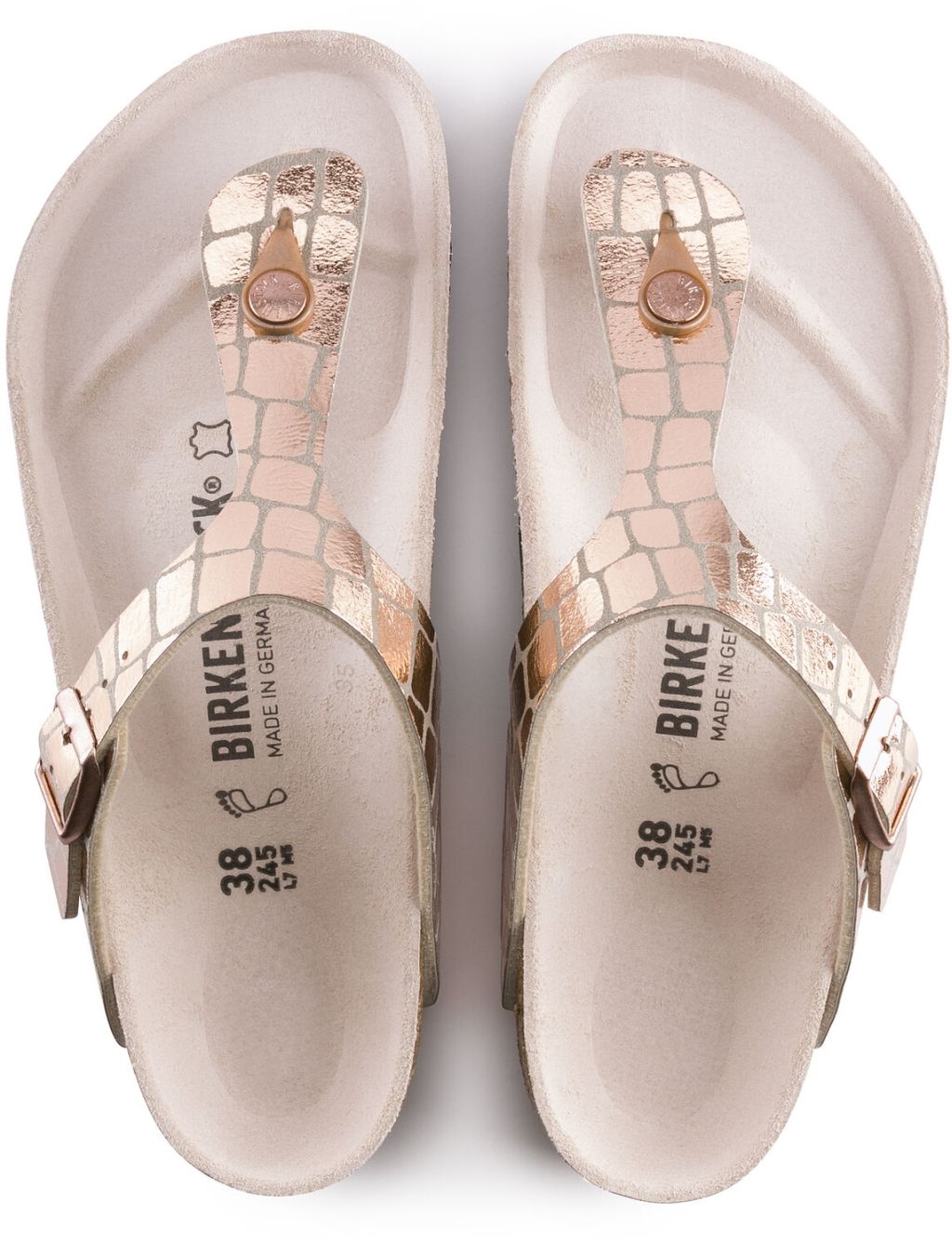 birkenstock gizeh gator gleam copper